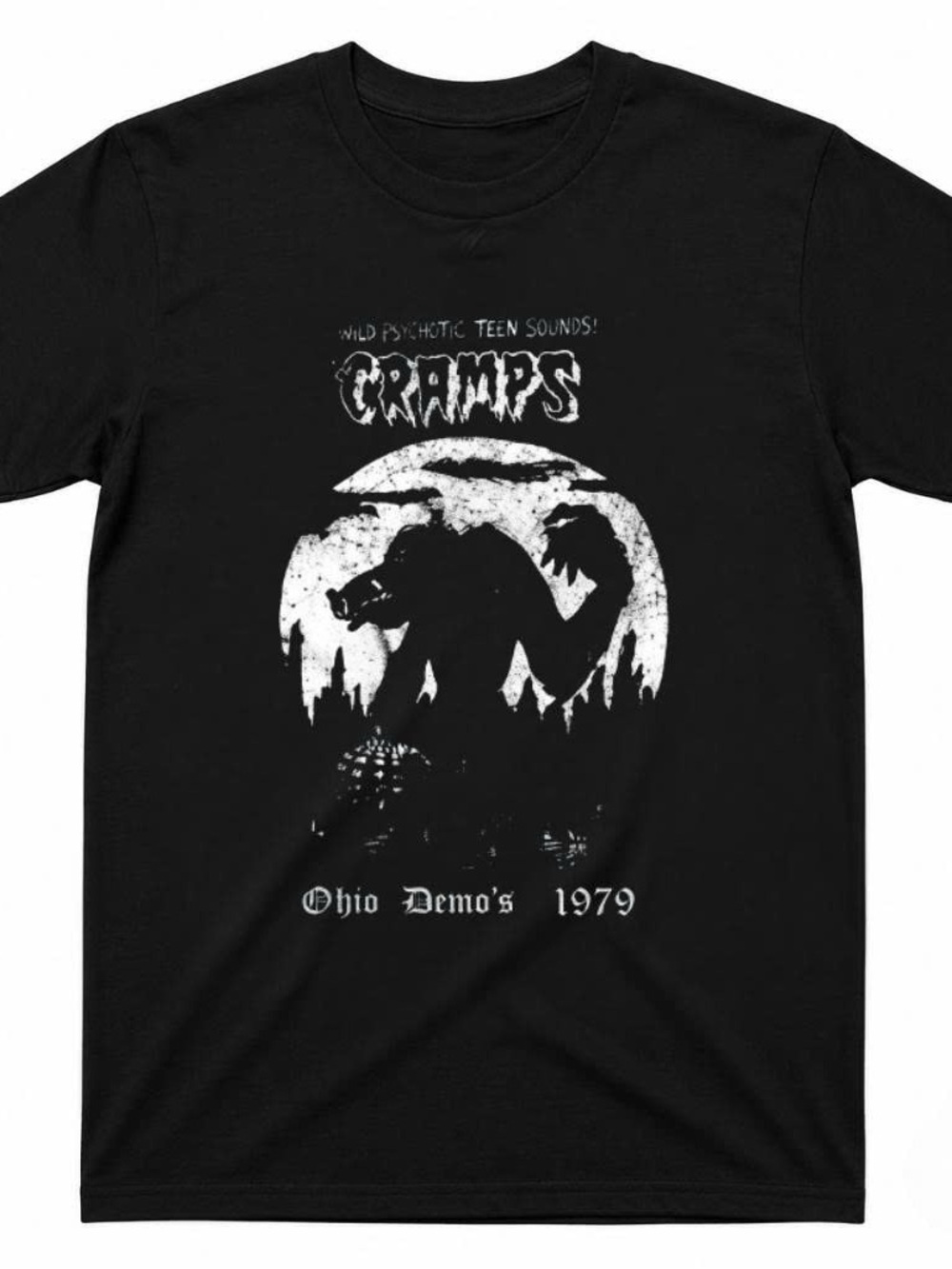 Gildan Black Tee with White 'Cramps' Graphic